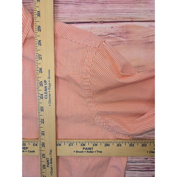 Ralph Lauren Mens Orange Striped Dress Shirt Medium - Picture 7 of 7